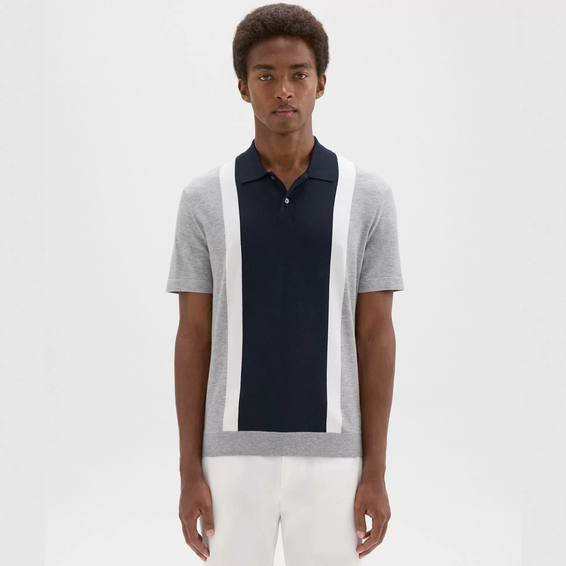 Theory Colorblock Polo Shirt In Light Bilen-Men T-shirts + Polos | Sweaters + Cardigans