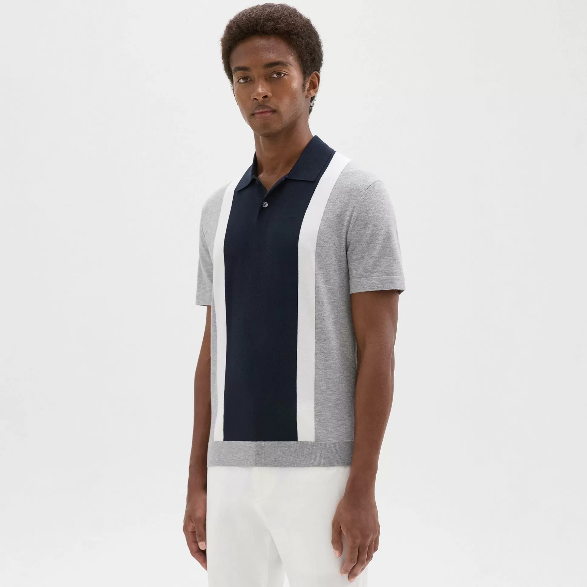 Theory Colorblock Polo Shirt In Light Bilen-Men T-shirts + Polos | Sweaters + Cardigans
