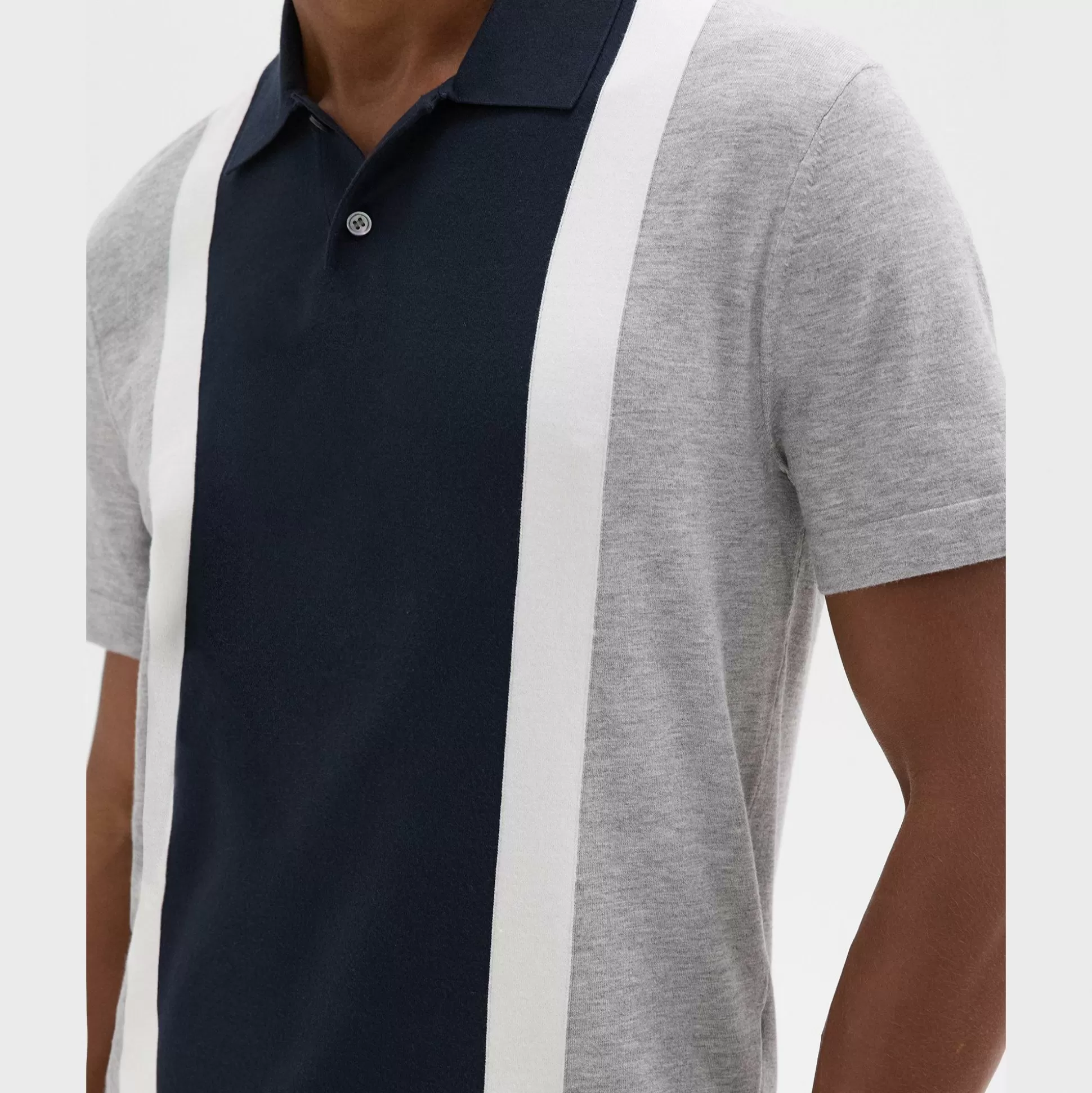 Theory Colorblock Polo Shirt In Light Bilen-Men T-shirts + Polos | Sweaters + Cardigans