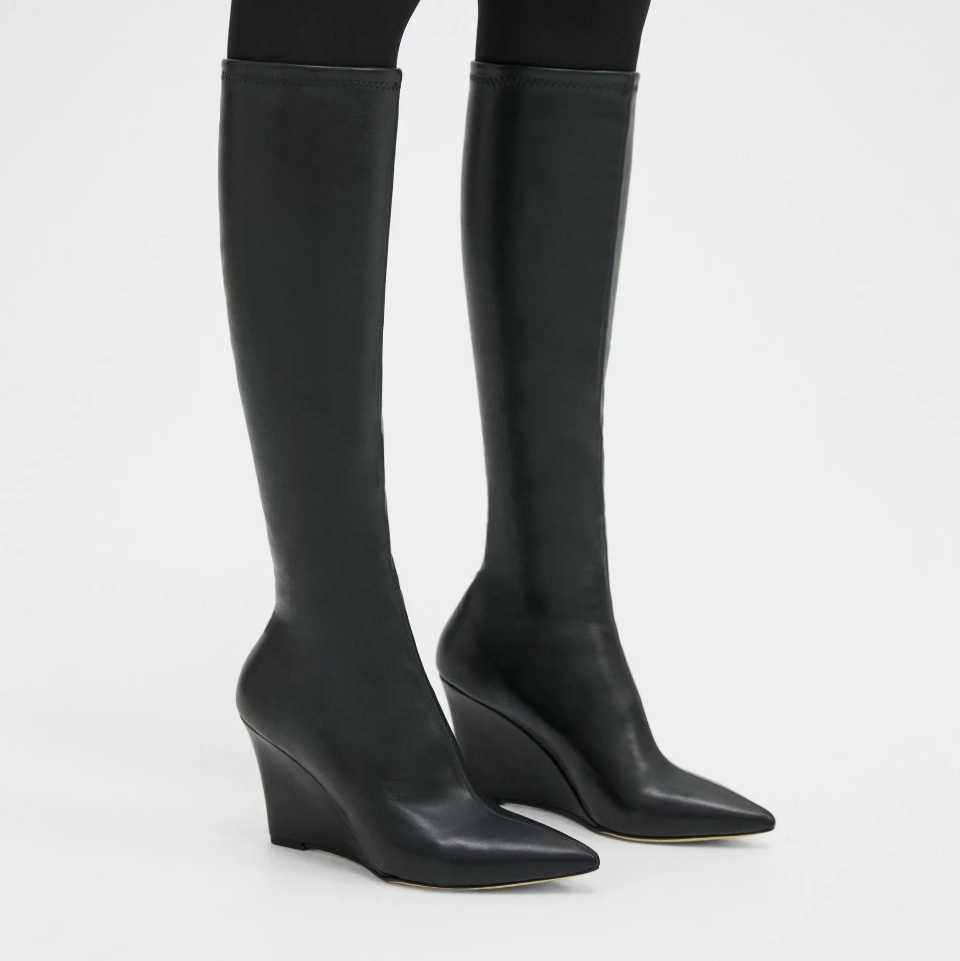 Theory Knee-High Wedge Boot In Leather-Women Shoes